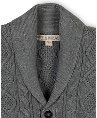 Hope & Henry Baby Boys Organic Shawl Collar Cable Sweater Cardigan