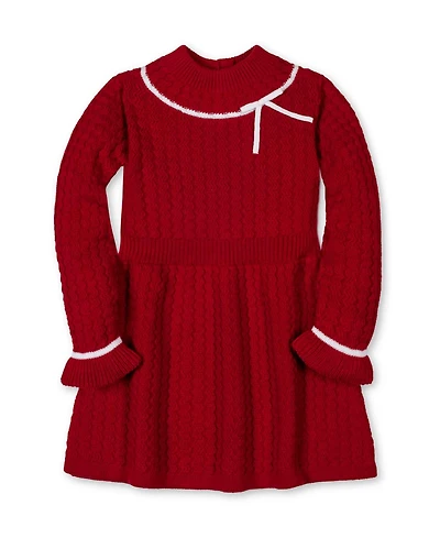 Hope & Henry Big Girls Organic Mock Neck Ruffle Cuff Cable Sweater Dress