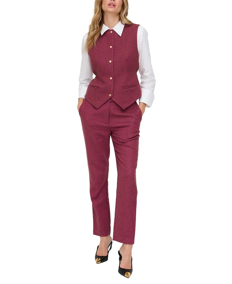 Lily and Lionel London Women's Pandora Tapered Herringbone Print Trouser