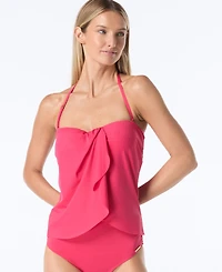 Vince Camuto Strapless Draped Tankini Top