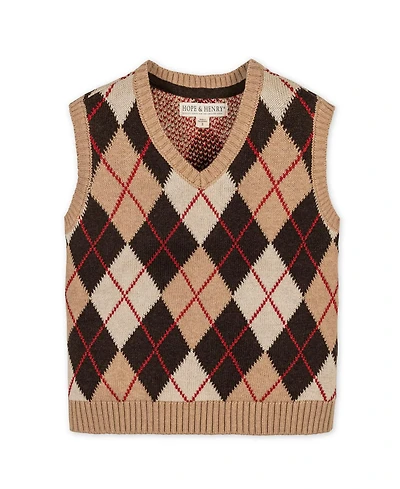 Hope & Henry Little and Big Boys' Organic V-Neck Argyle Sweater Vest