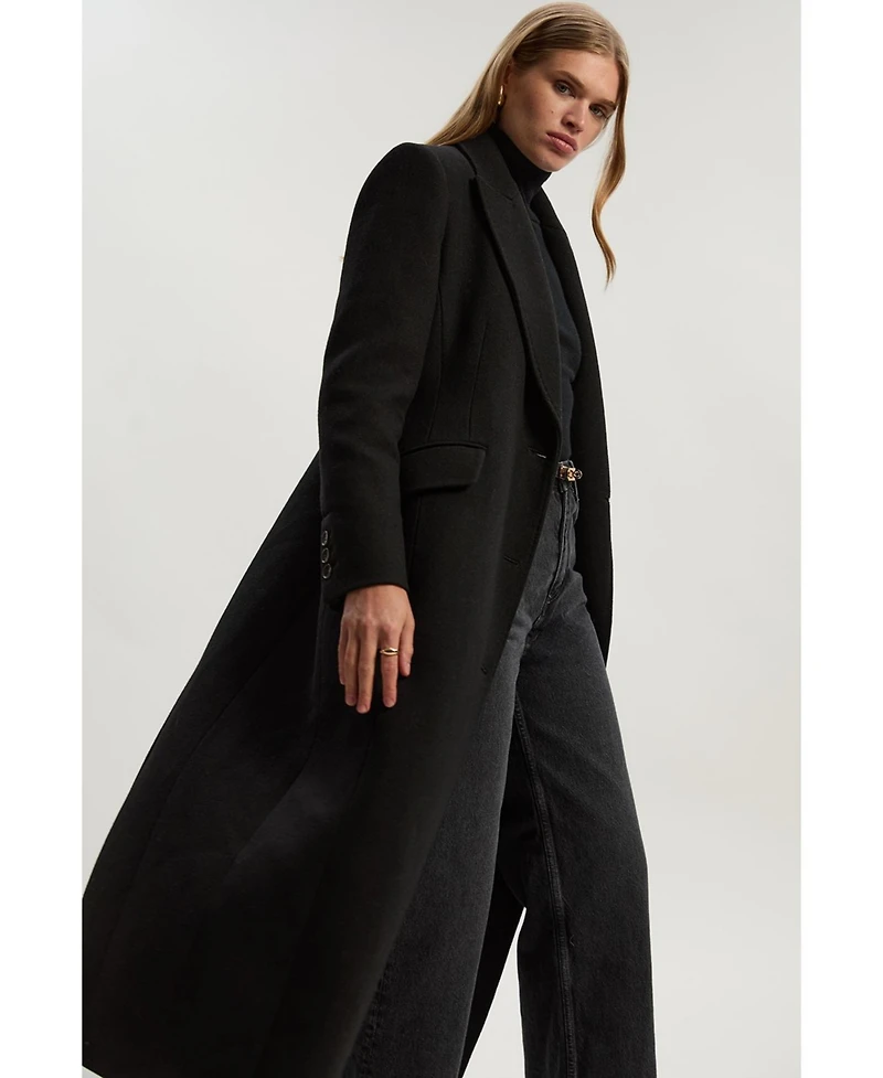 Karen Millen Women's Wool Blend Tailored Fitted Maxi Coat