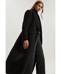 Karen Millen Women's Wool Blend Tailored Fitted Maxi Coat