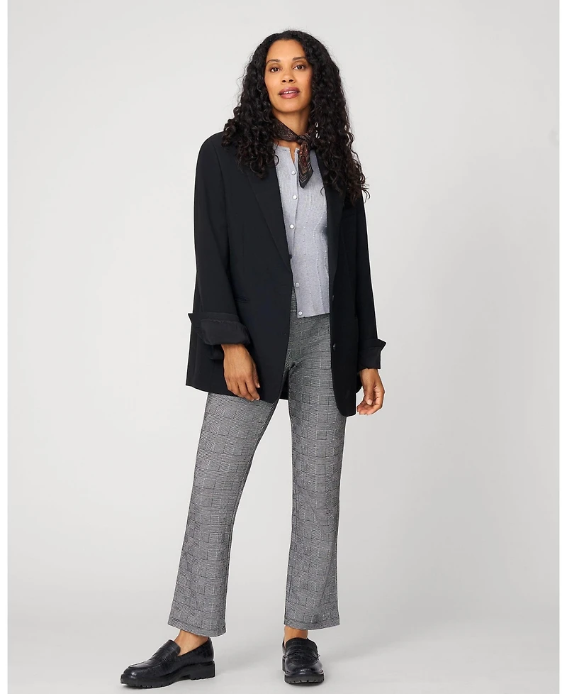 Cable & Gauge Women's Plaid Kick Flare Ponte Pants
