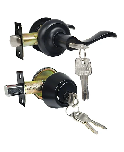 Zinc Alloy Door Lever with Ergonomic Grip, Chamfered Edges, Easy Installation-Black 1 Pack