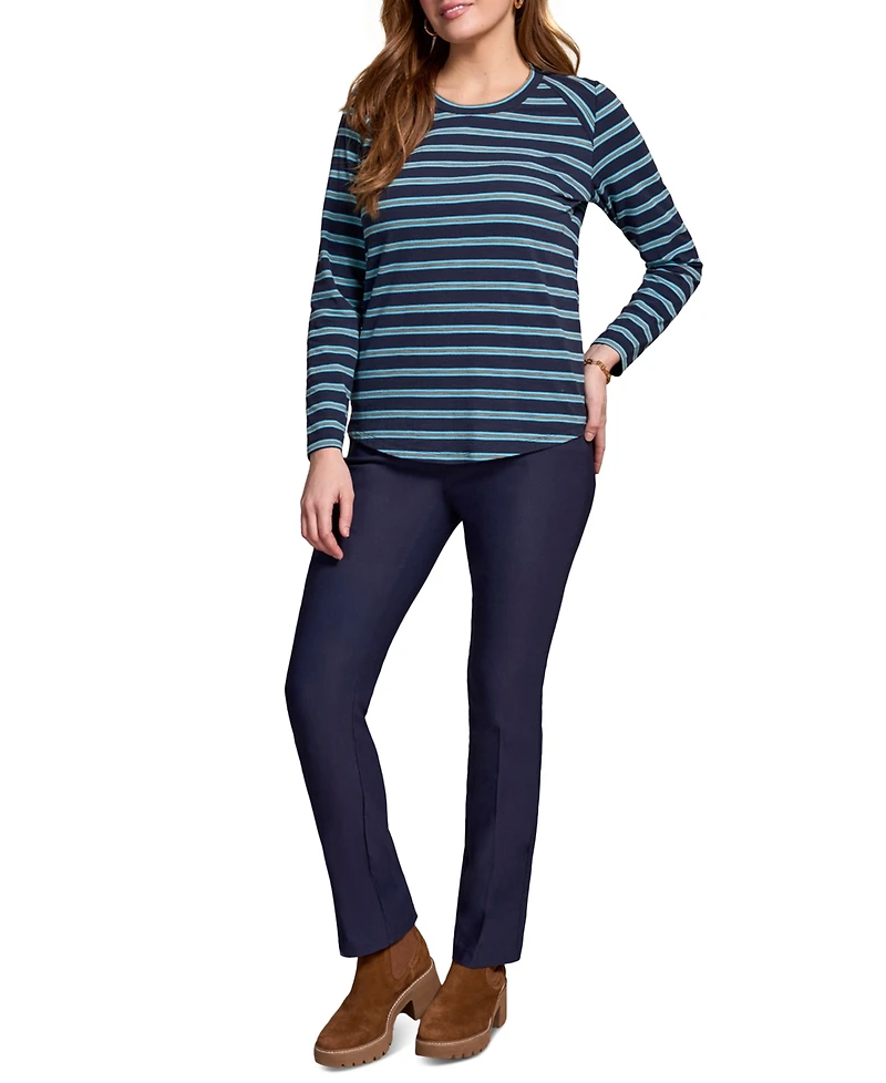 Tribal Women's Stripe Slub Knit Crew Neck Top