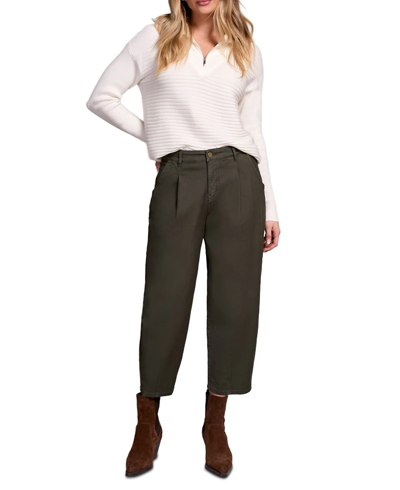 Tribal Women's Audrey Mid Rise Girlfriend Barrel Crop Jeans