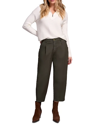 Tribal Women's Audrey Mid Rise Girlfriend Barrel Crop Jeans