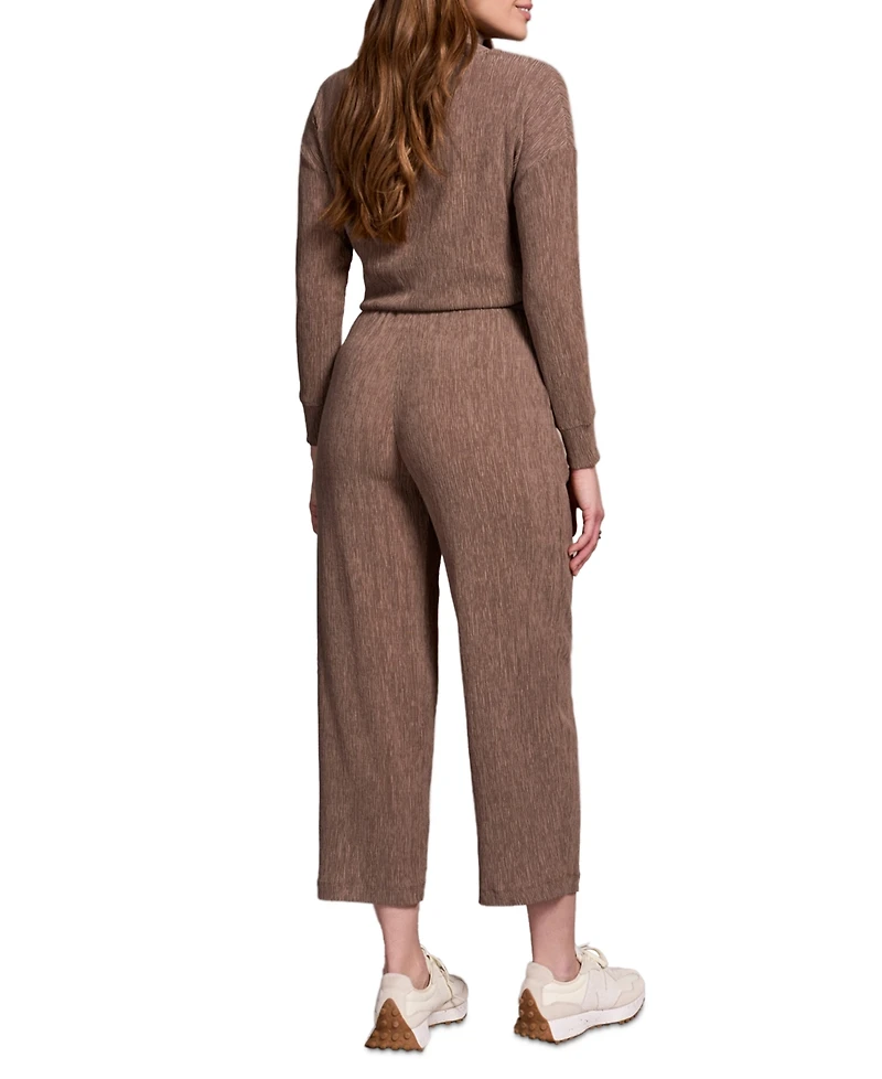 Tribal Women's Two Tone Crinkle Knit Pull On Barrel Pants