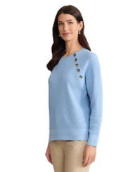 Jones New York Women's Long-Sleeve Button Detail Sweater