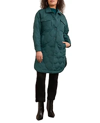 Tribal Women's Long Quilted Button-Up Jacket with Pockets