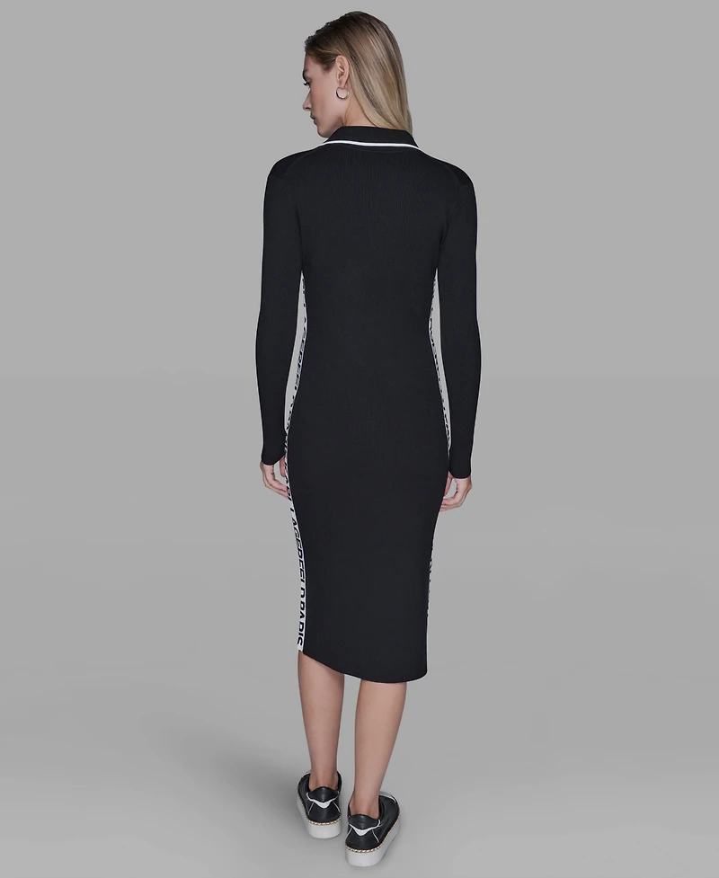 Karl Lagerfeld Paris Women's Logo Tape Sweater Dress