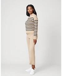 Cable & Gauge Women's Funnel Neck Stripe Sweater & Wide Leg Pant Set