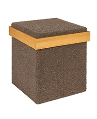 Household Essentials Versatile Boucle Ottoman with Hidden Storage, Brown