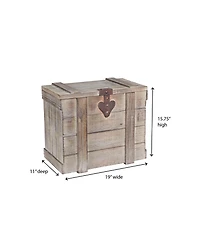 Household Essentials Antiqued Decorative Trunk, Small, Chinese Fir Panel and Mdf