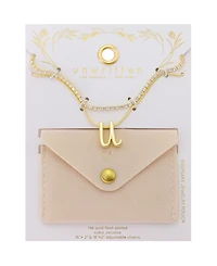 Unwritten Letter "U" Initial Snake Chain Cubic Zirconia Chain Necklace With Extender 2Pcs Set