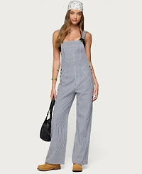 Edikted Women's Tamsin Striped Denim Overalls