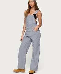 Edikted Women's Tamsin Striped Denim Overalls