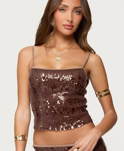Edikted Women's Kaylee Sequin Tank Top