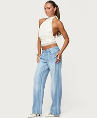 Edikted Women's Tera Striped Low Rise Jeans