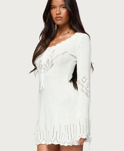 Edikted Women's Shaia Pointelle Knit Mini Dress