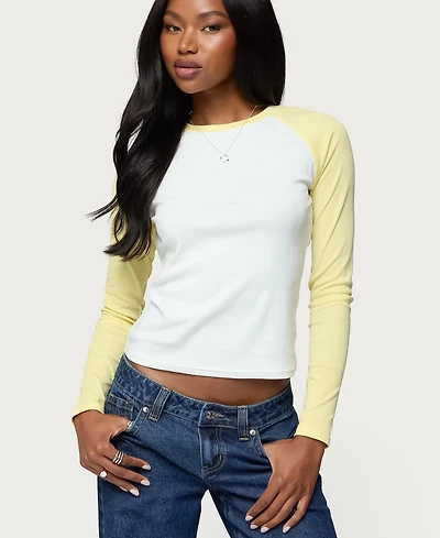 Edikted Womens Tommi Raglan Long Sleeve T Shirt