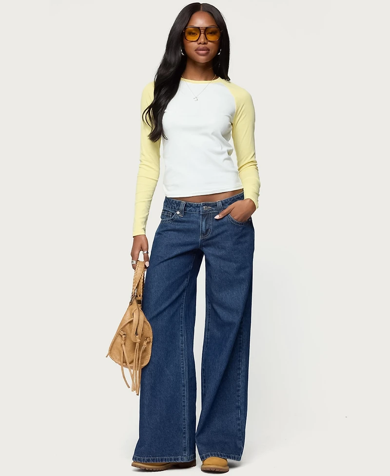 Edikted Womens Tommi Raglan Long Sleeve T Shirt