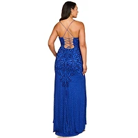 Lara Women's Lace Up Open Back Beaded Dress