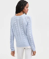 Lucky Brand Women's Pointelle Crewneck Long-Sleeve Sweater