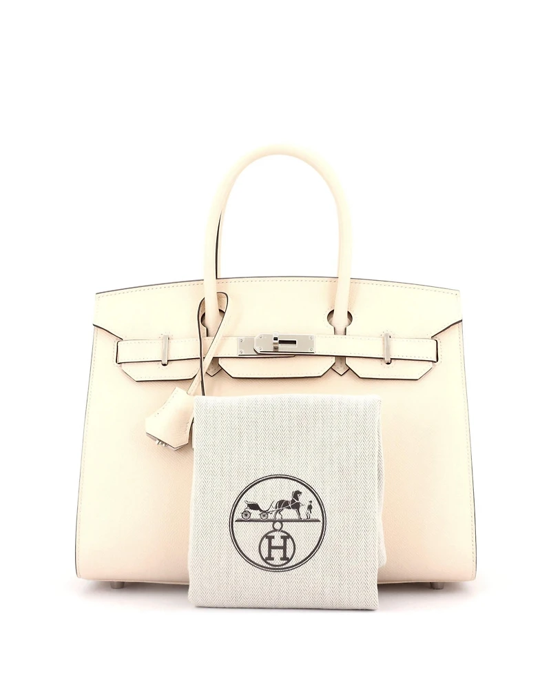Pre-Owned Hermes Birkin 30 Handbag Light Epsom with Palladium Hardware