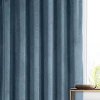 Half Price Drapes Oxford Blue Signature Plush Velvet Hotel Blackout Curtain