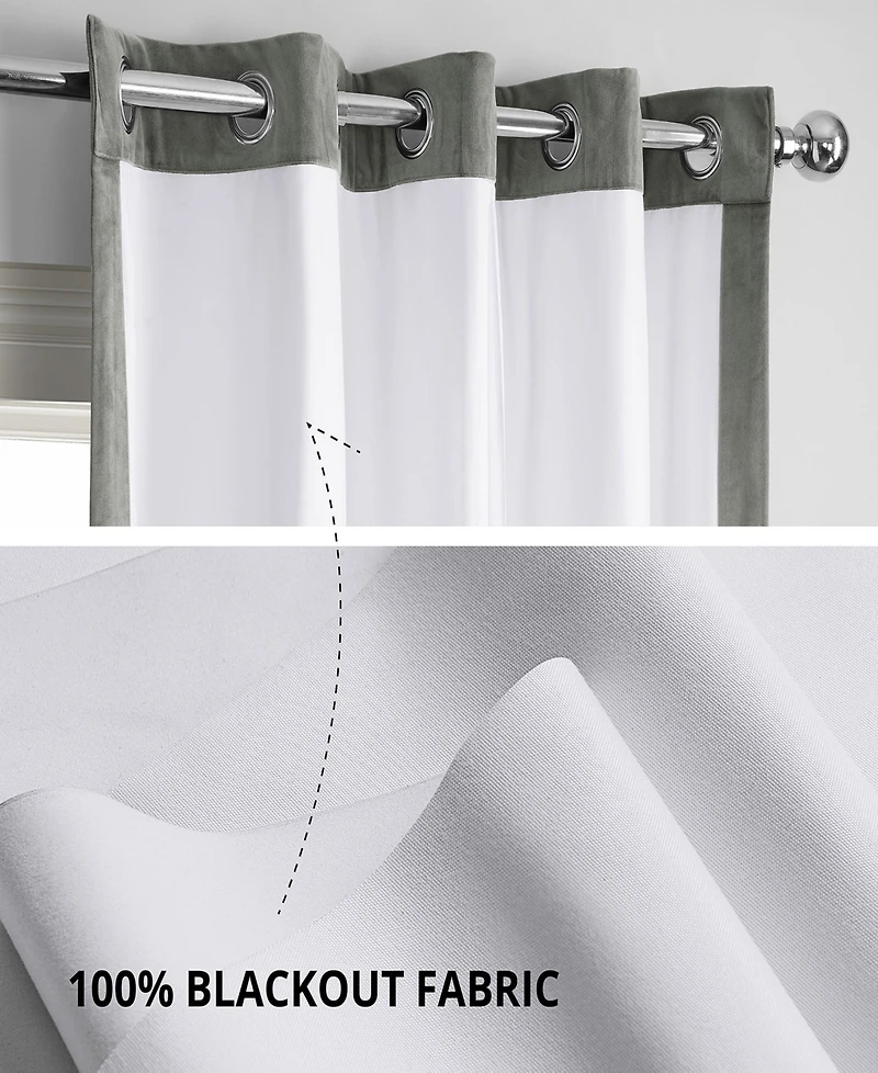 Half Price Drapes Silver Grey Grommet Signature Velvet Blackout Curtain