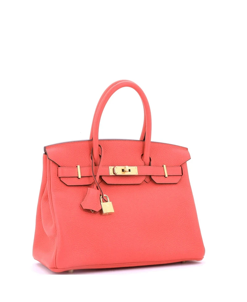 Pre-Owned Hermes Birkin 30 Handbag Pink Clemence with Gold Hardware
