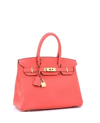 Pre-Owned Hermes Birkin 30 Handbag Pink Clemence with Gold Hardware