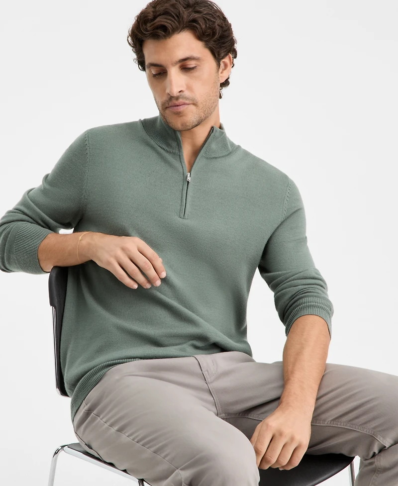 Alfani Men's Long-Sleeve Half-Zip Merino Sweater, Created for Macy's