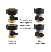 Twinkle Star Heavy Duty Brass Shut Off Valve 2-Pack Garden Hose Connector