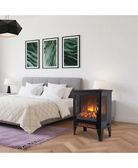 Streamdale Furniture 17 inch Freestanding Electric Fireplace Stove heater with 3D Flame effect,Black