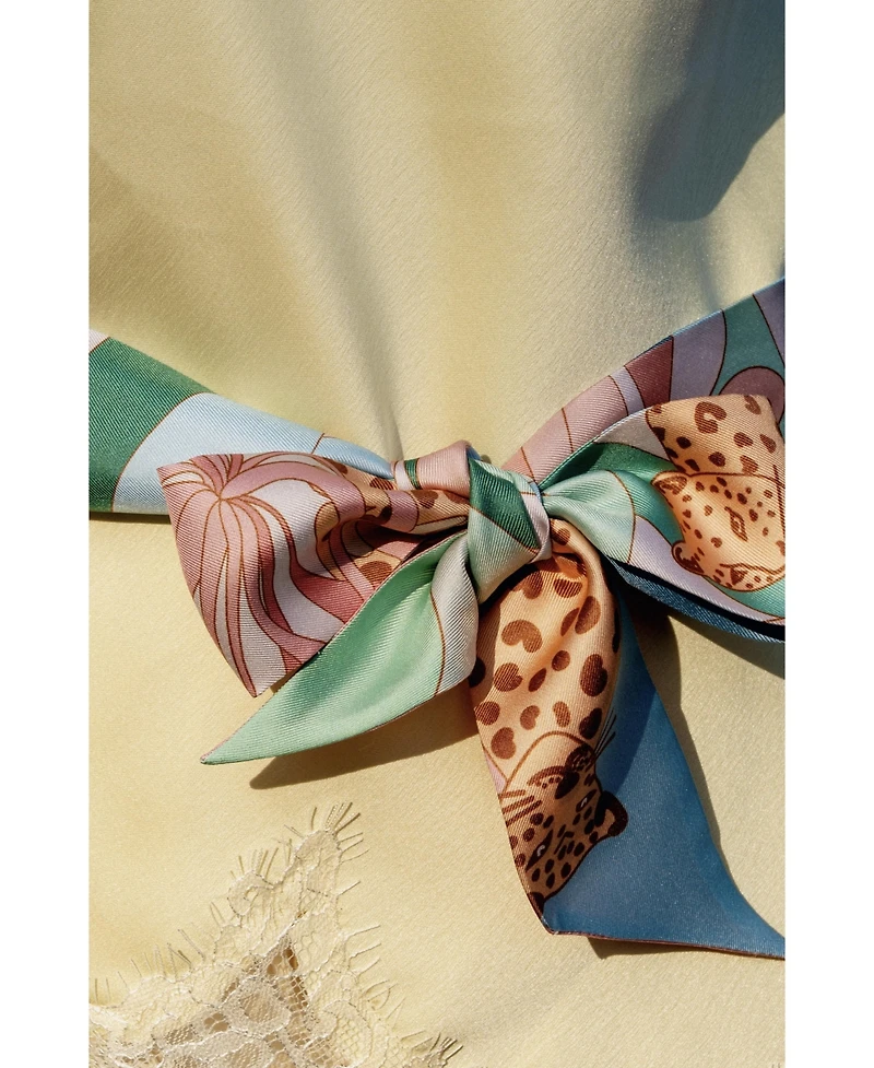 Jessie Zhao New York Silk Skinny Scarf Indoor Forest