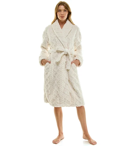Roudelain Women's Textured Shawl Collar Robe
