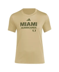 Adidas Women's Tan Miami Hurricanes Salute to Service Aeroready T-Shirt