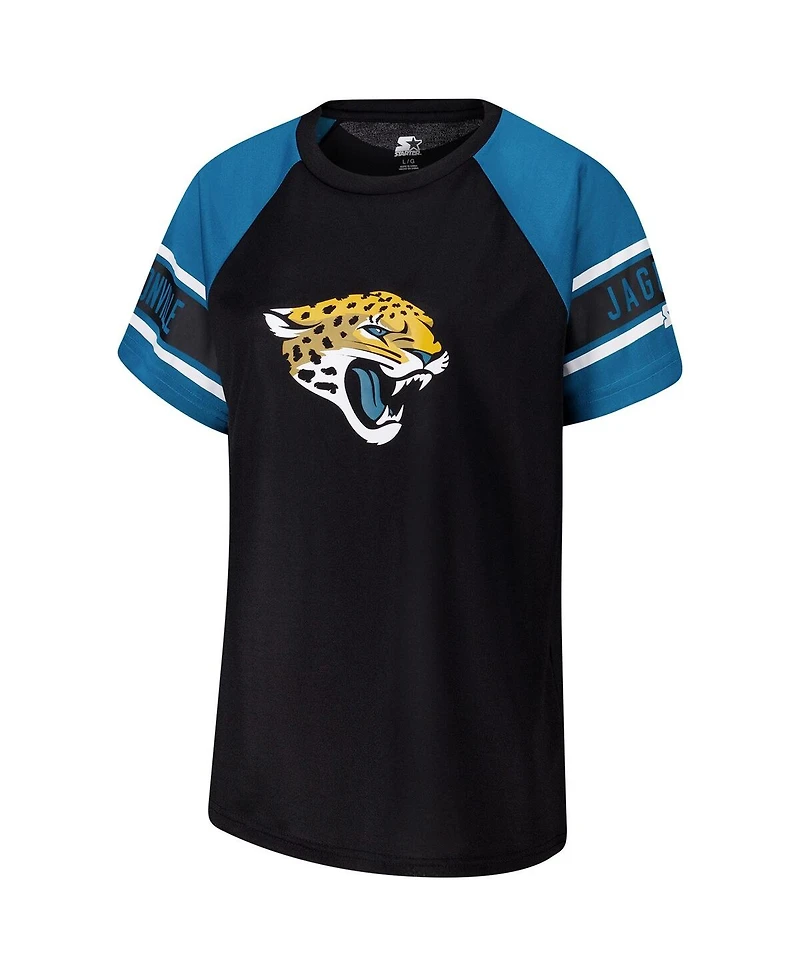 Starter Women's Black Jacksonville Jaguars 1st Rounder Color Block Raglan Top