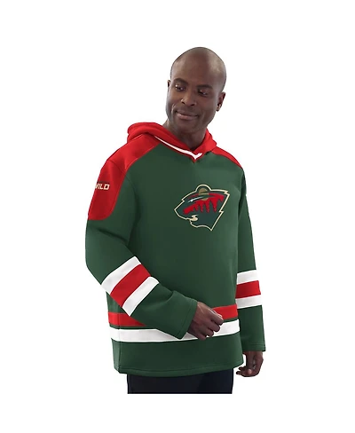 Starter Men's Green/Red Minnesota Wild Hockey Pullover Hoodie