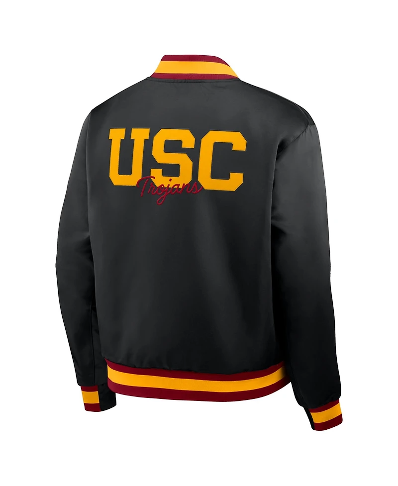 Nike Men's Black Usc Trojans Legacy Full-Snap Bomber Jacket