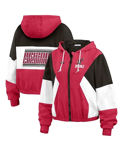 Wear by Erin Andrews Women's Cardinal Arizona Cardinals Color Block Full-Zip Windbreaker Jacket