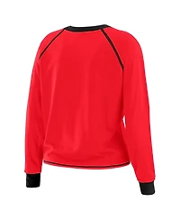 Wear by Erin Andrews Women's Scarlet/Black San Francisco 49ers Tie-Front Long Sleeve Top