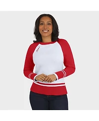 Wear by Erin Andrews Women's White/Red Atlanta Falcons Color Block Raglan Sweater