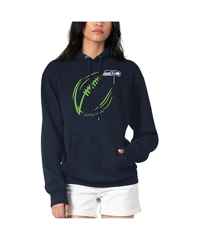 G-iii 4Her by Carl Banks Women's Navy Seattle Seahawks Football Logo Fleece Tri-Blend Pullover Hoodie