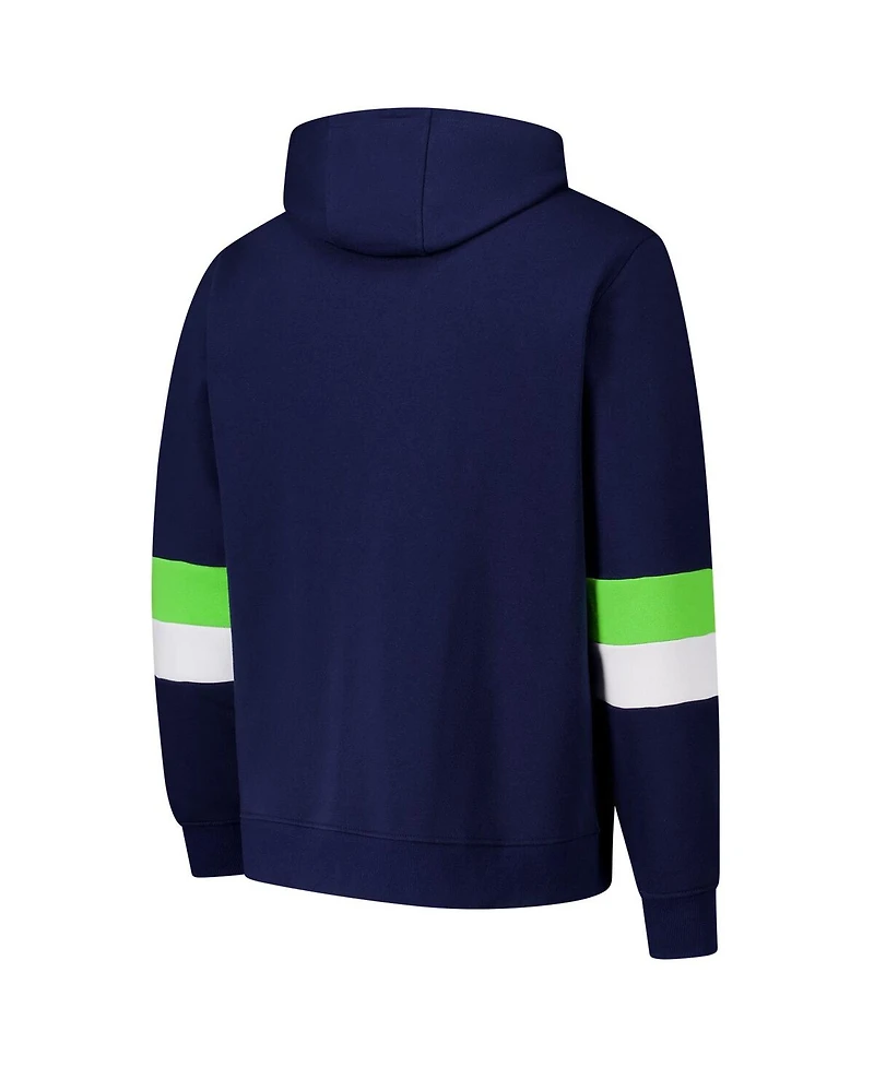 G-iii Sports by Carl Banks Men's College Navy/Neon Green Seattle Seahawks Adaptive Faceoff Pullover Hoodie
