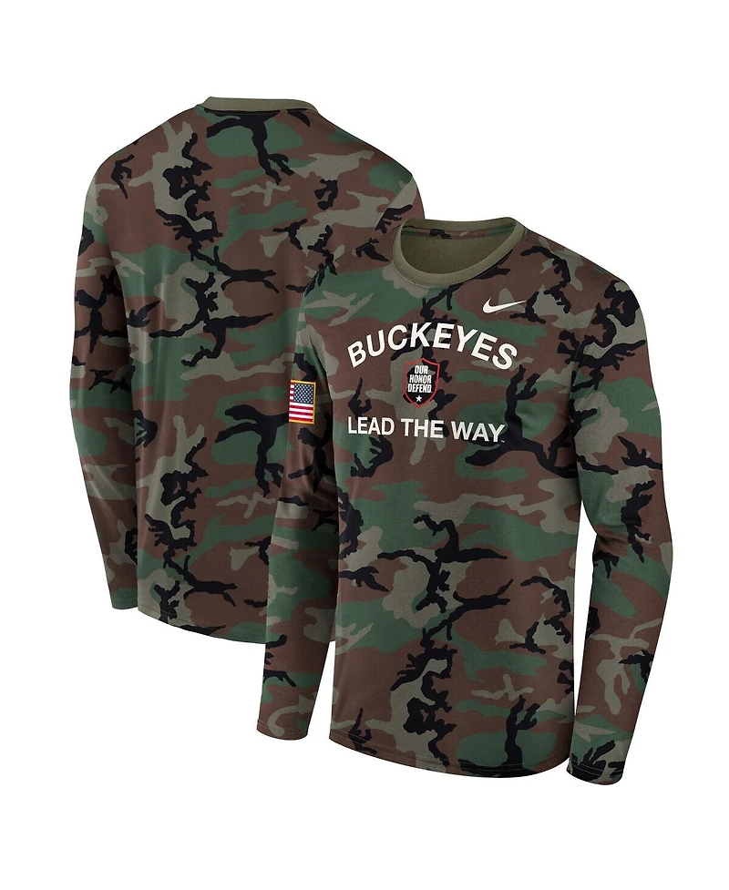 Nike Men's Camo Ohio State Buckeyes 2025 Military Appreciation Legend Dri-fit Long Sleeve T-Shirt