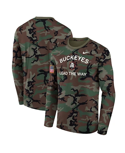 Nike Men's Camo Ohio State Buckeyes 2025 Military Appreciation Legend Dri-fit Long Sleeve T-Shirt